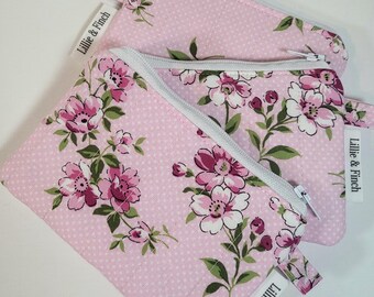 Change Purse, zipper pouch, small card holder wallet, gift card holder, card wallet pouch, keychain pouch, Mini clutch wallet keychain, pink