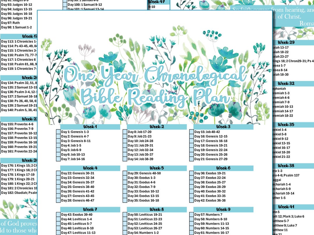 Chronological Bible Reading Plan, Printable Bible Tracker One Year ...