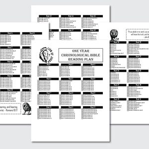 Chronological Bible Reading Plan Printable Bible Tracker One Year Bible ...