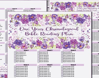 Chronological Bible Reading Plan Printable Bible Tracker One Year Bible Plan Daily Devotion For Women, Bible Study Download PDF reading plan
