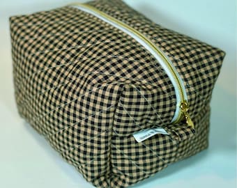 Make Up Bag, Makeup Bag, Boxy Bag, Gingham Boxy Bag