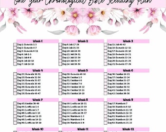Chronological Bible Reading Plan Printable Bible Tracker One Year Bible Plan Daily Devotion For Women Bible Study Download PDF reading plan