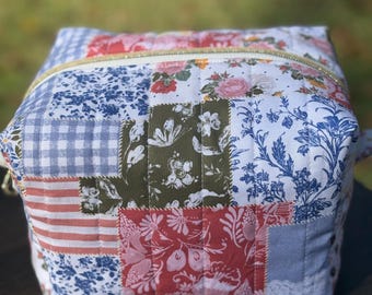 Boho Patch Boxy Bag, Carry All Bag, Make Up Bag, Makeup Bag, Boxy Bag