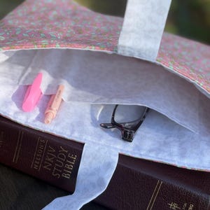 Pink and Green Floral Bible Bag - Bible Sleeve - Bible Cover - Large book sleeve