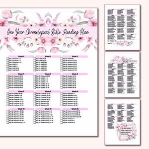 Chronological Bible Reading Plan Printable Bible Tracker One Year Bible ...