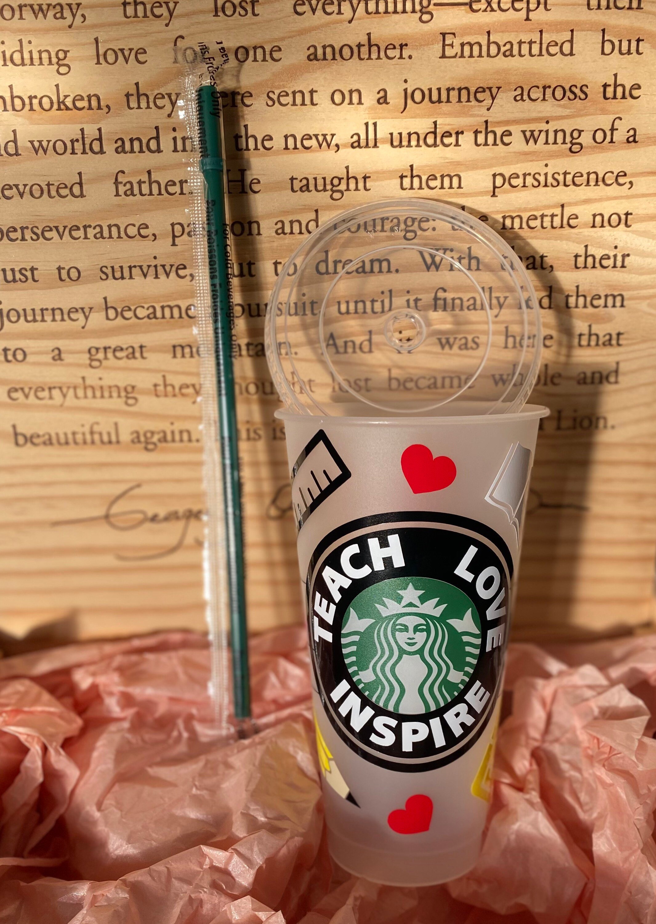 Teacher Starbucks Cold Cup: 24oz Vinyl Decal Iced Coffee Cup
