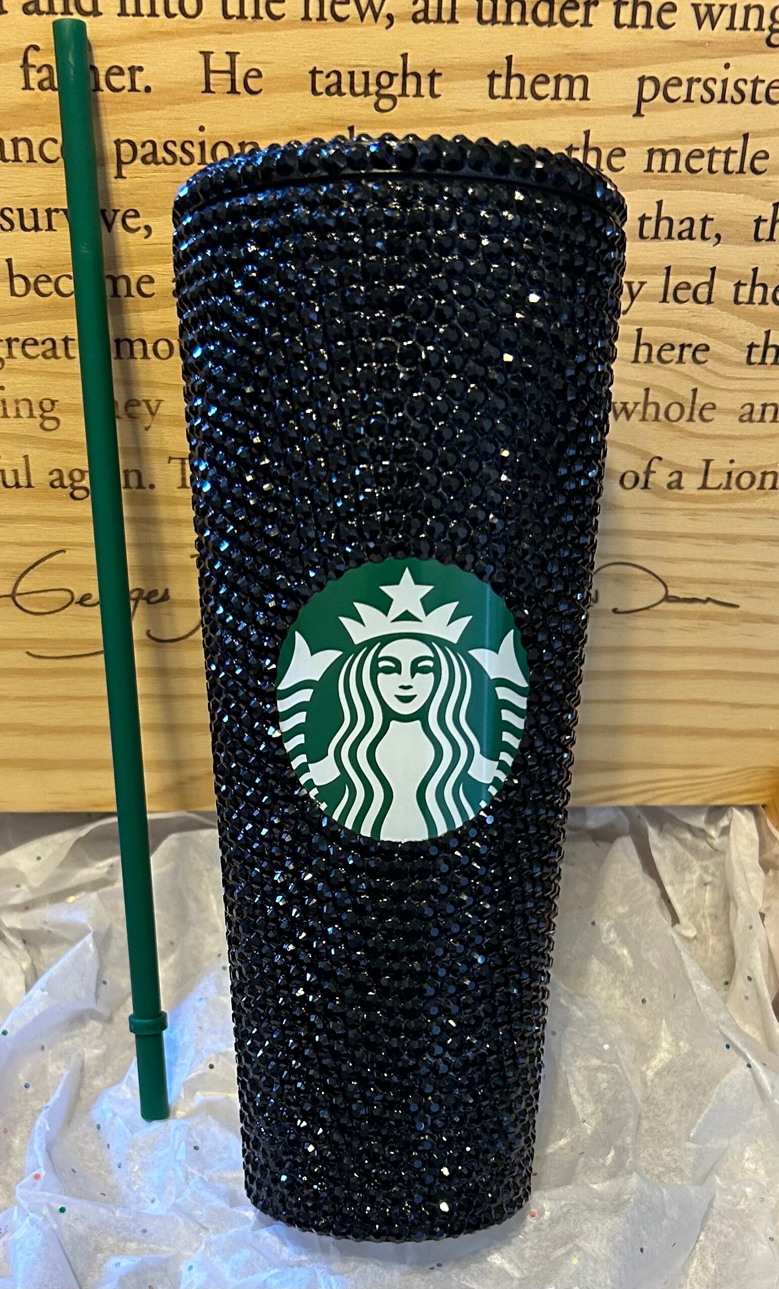 Handmade Black Rhinestone Starbucks Cup - 24oz Bling Tumbler - Etsy