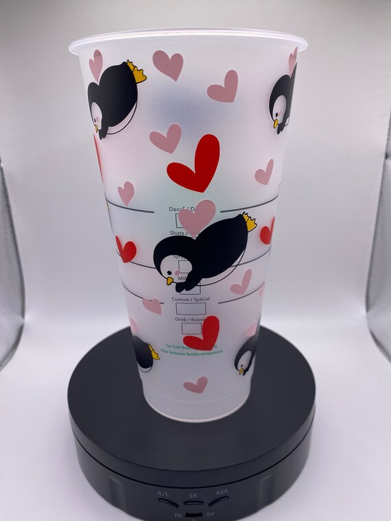 Penguin Starbucks Reusable Cold Cup: Heart Design, 24oz - Etsy