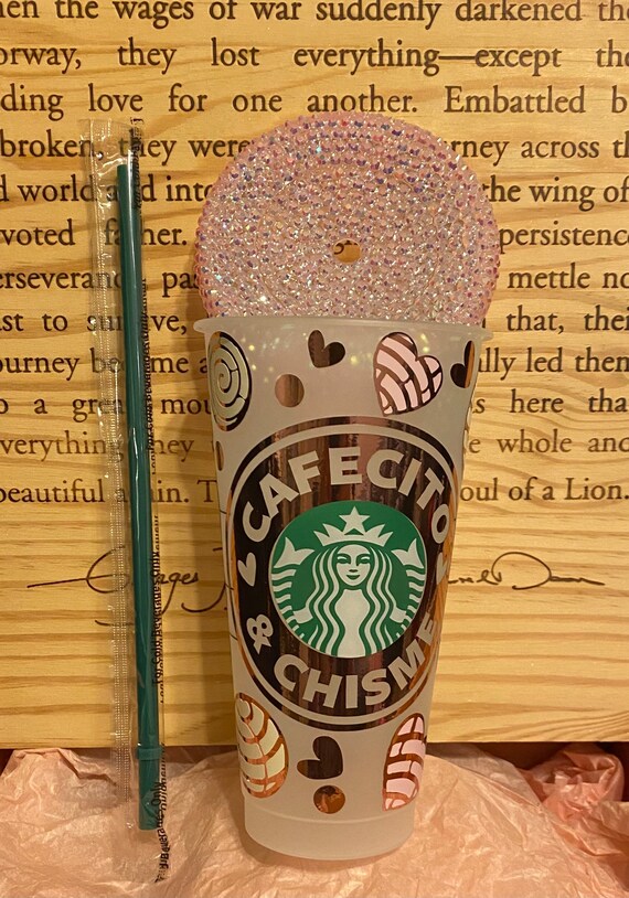 Cafecito Y Chisme Starbucks Cold Cup With Rhinestone Lid - Etsy