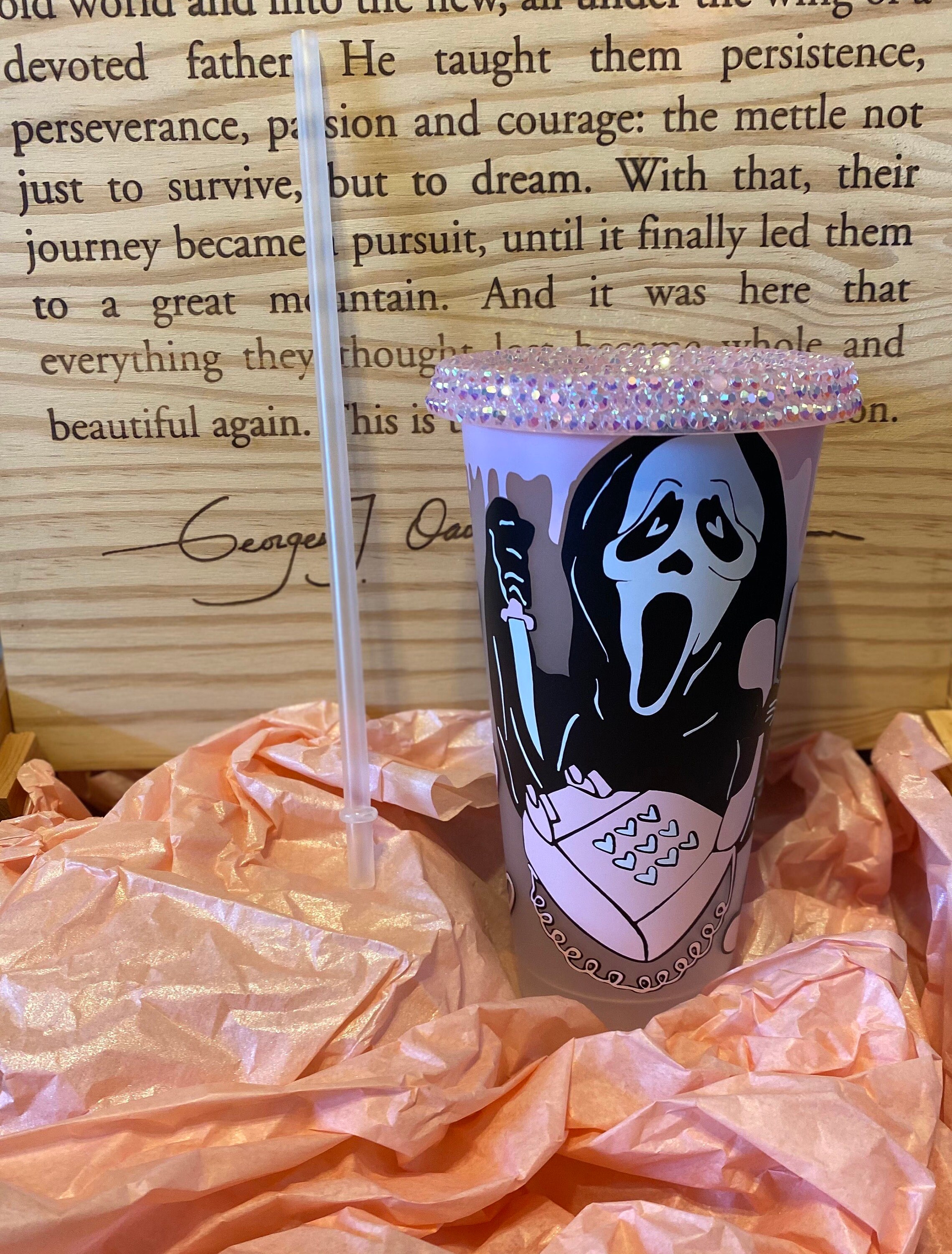 Ghost Face Cold Cup Scream Cup Rhinestones Scream Cup Etsy