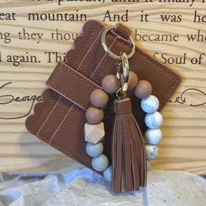 Llavero de pulsera con cuentas / Llavero de billetera / Llavero de identificación / Llavero de billetera con cuentas