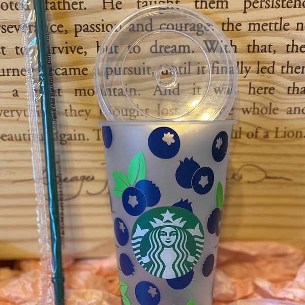 Blueberry Starbucks Cup| Blueberry Starbucks Cold Cup| 24oz Cold Cup| Reusable Starbucks Cup