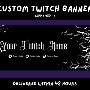 Custom Gothic Twitch Banner with Bats