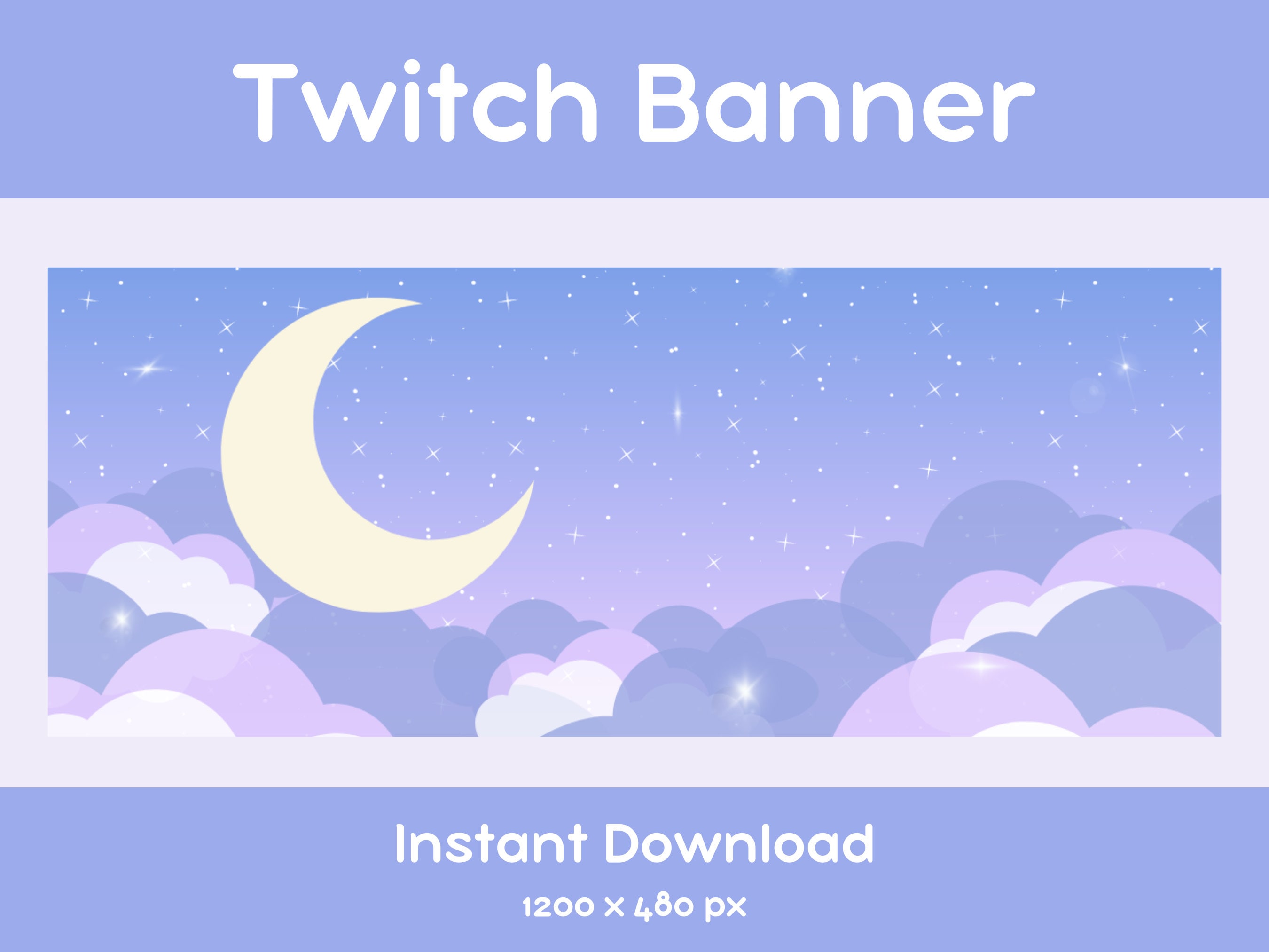 Twitch Banner Clouds Twitch Banner Kawaii Twitch (Instant Download