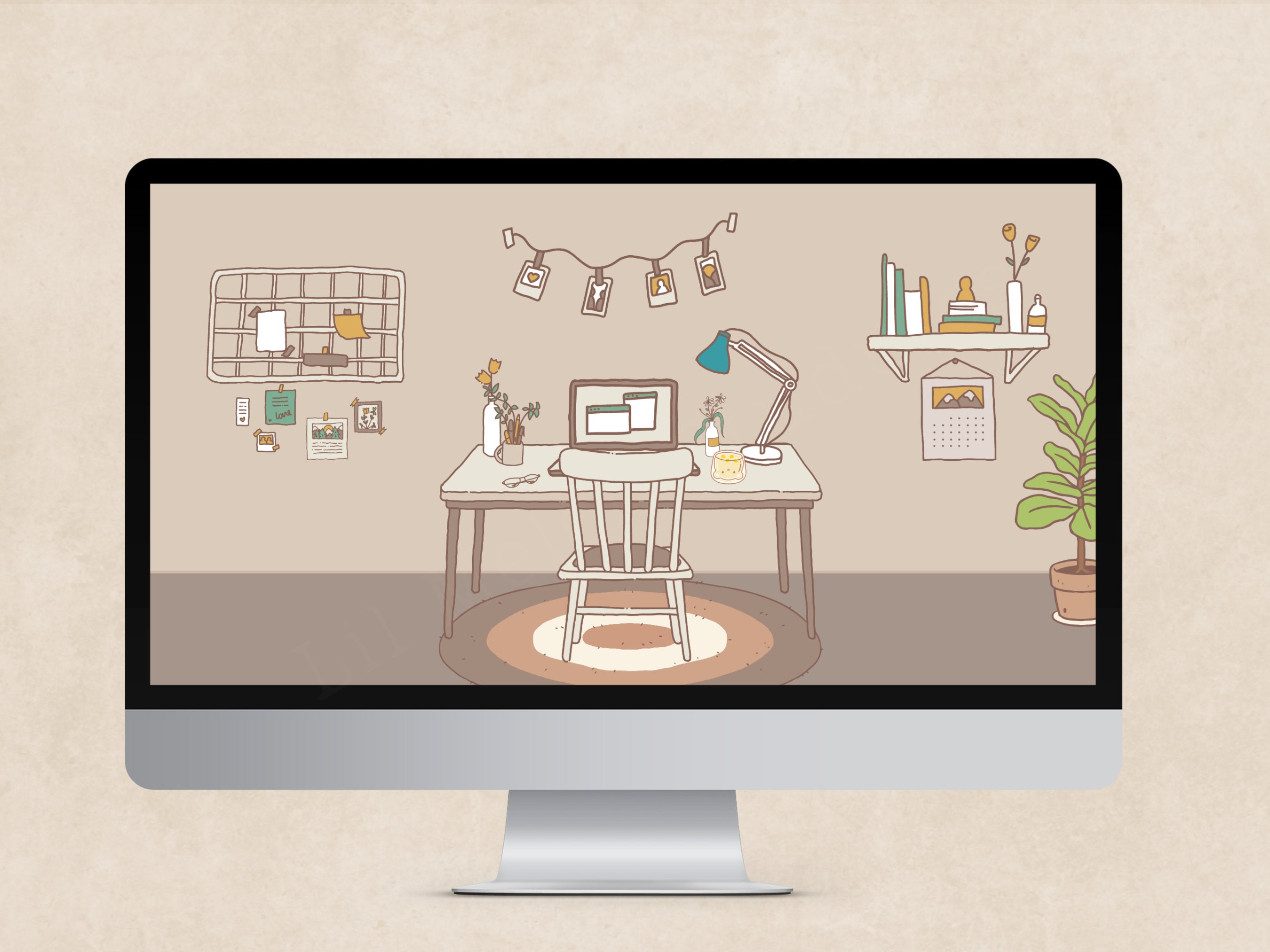 Desktop Wallpaper, PC Wallpaper, Neutral Bedroom Computer Wallpaper