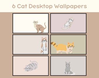 Cat Desktop Wallpaper Pack, Desktop Wallpaper, PC Wallpaper, Cute Wallpaper, Kawaii Desktop Wallpaper, Aesthetic Wallpaper, Mac Wallpaper
