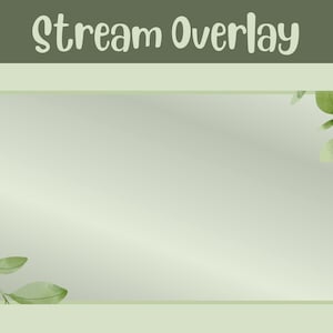 Sage Green Leaf Twitch Overlay – Nature / Botanical Stream Graphics (1920×1080)