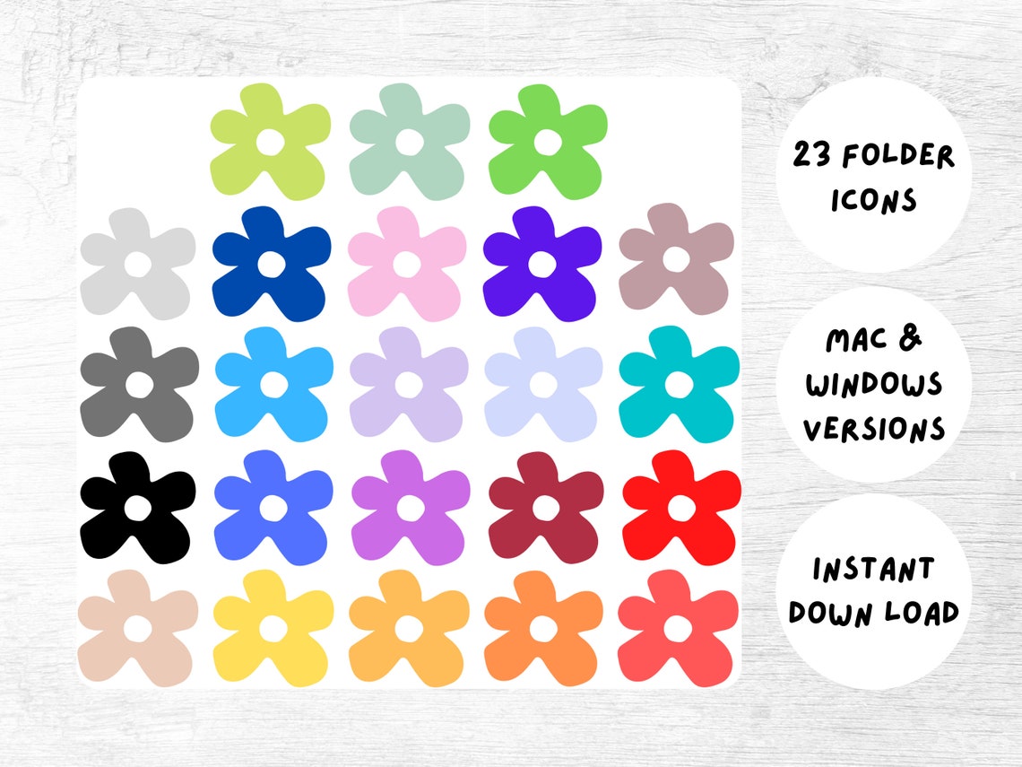 Desktop Folders PC Folder Icon Flower Folder Desktop Folder - Etsy