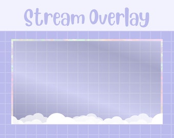 Twitch Stream Overlay, Cloud Twitch Stream Overlay, Youtube Stream Overlay, Simple Overlay for Streamers, Pastel Overlay, Webcam Overlay,