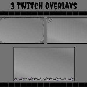 Halloween Twitch Overlays, Goth Stream Overlay Pack, Black Overlay, Stream Overlay Set, Spooky Twitch Cam Overlay, Game Overlay,