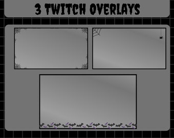 Twitch Overlays, Goth Stream Overlay Pack, Black Overlay, Stream Overlay Set, Spooky Twitch Cam Overlay, Game Overlay, Halloween Overlay