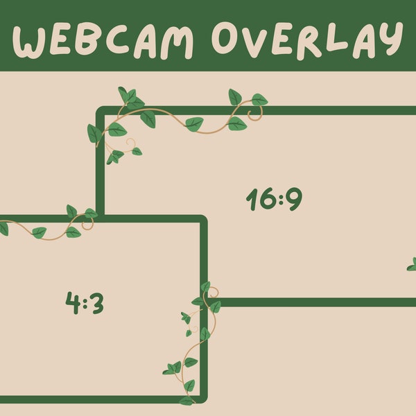 Webcam Overlay, Twitch Webcam Border, Leaf Overlay, Green Cam Overlay, Stream Overlay, Twitch Overlay, Simple Cam Overlay, Green Cam Border