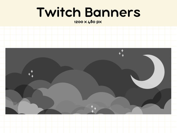 Twitch Banner Clouds Twitch Banner Kawaii Twitch (Instant Download