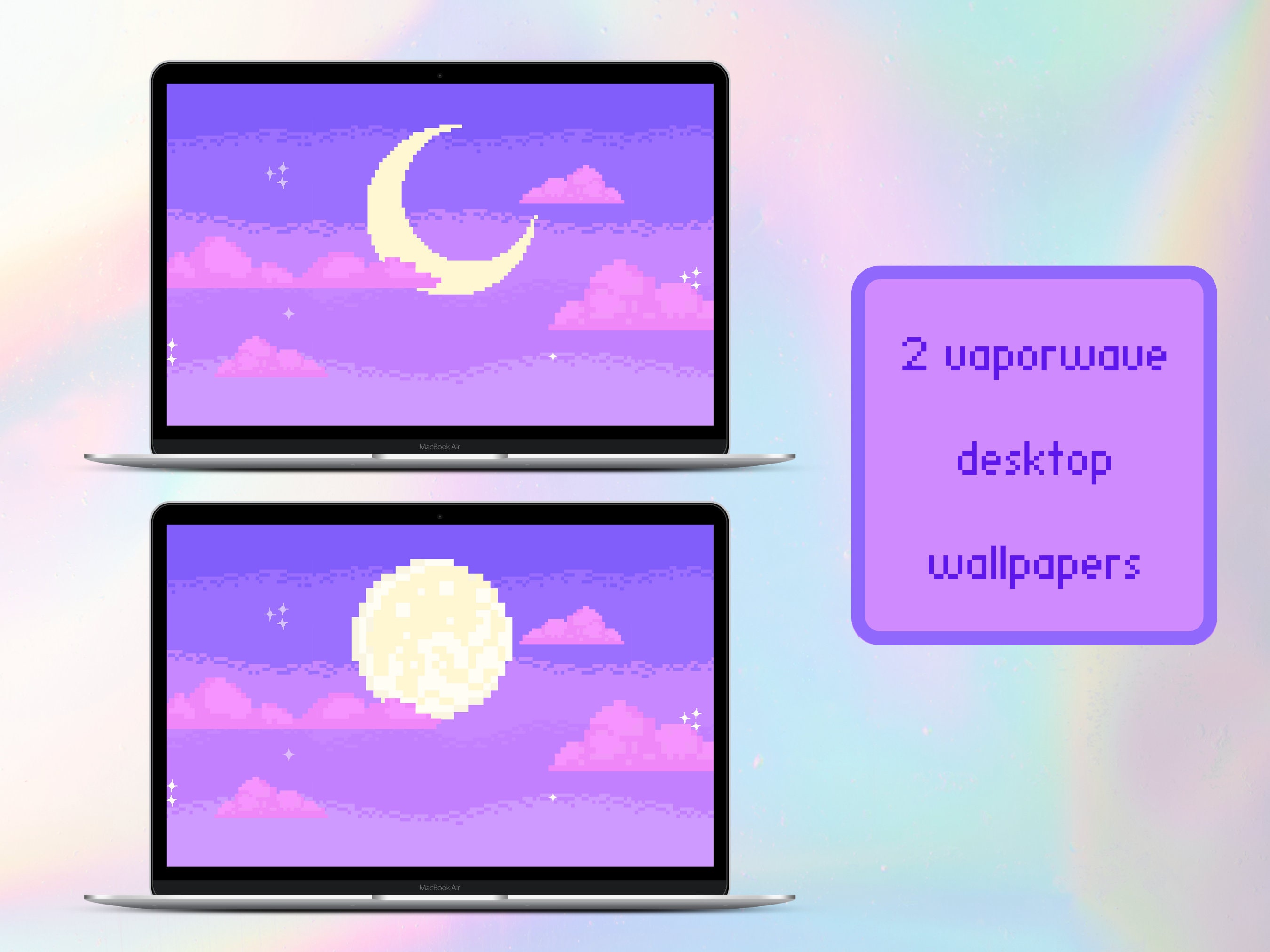 Vaporwave Desktop Wallpaper Anime PC Wallpaper Moon Desktop - Etsy