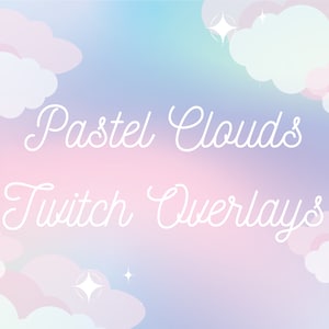 Kawaii Cloud Twitch Overlays, Set of 3 Overlays, Pastel Pink Stream Scene Overlay, Purple Youtube Streamer Scene Overlays