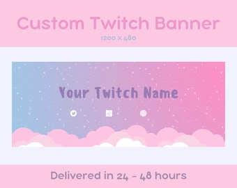 Custom Twitch Banner, Kawaii Twitch Profile Banner, Pink Twitch Banner, Twitch Overlay, Custom Twitch Stream, Streamer Panels