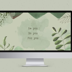 Motivational Quote Desktop Wallpaper: Green Botanical PC Background (1920x1080 px) (Digital Download)