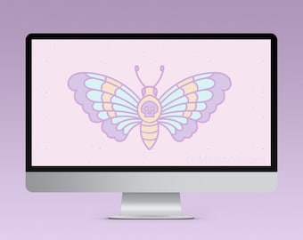 Desktop Hintergrund, Pastel Goth PC Hintergrund, Kawaii Desktop Hintergrund, Mac Bildschirmhintergrund rosa, Windows Computer Hintergrund, Bildschirmhintergrund