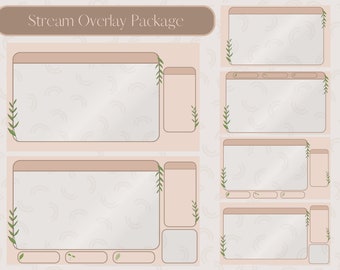 Neutral Twitch Overlay Package: Plant Vine Design (Digital Download)