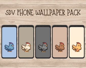Telefoonachtergrond Stardew Valley: Chicken Pack, Cottagecore Kawaii (digitale download)