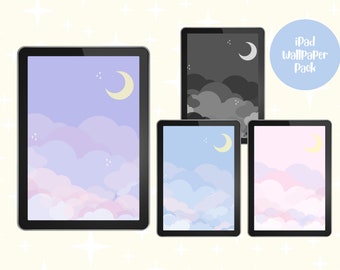 Kawaii Cloud iPad Wallpaper Pack: pastelkleurige tabletachtergronden (digitale download)