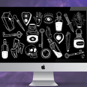 Spooky Potions Desktop Wallpaper: Goth PC Background (PNG)