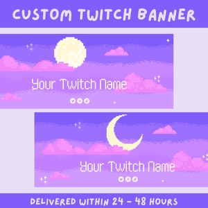 Bannière Twitch Vaporwave Moon : profil de stream néon personnalisé