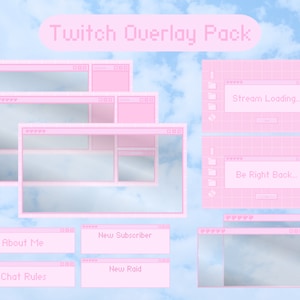 Twitch Overlay Pack, Kawaii Twitch Stream Package, Twitch Panels, Twitch Overlays, Animated Twitch Overlay, Stream Alerts, Pink Retro Twitch