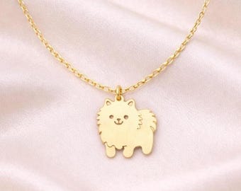 Pomeranian Necklace - 925K Sterling Silver - Gold and Rose Gold Color Options