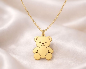 Teddy Bear Necklace - 925K Sterling Silver - Gold and Rose Gold Color Options
