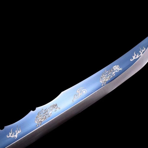 1095 high Carbon Cold Steel Heat Tempered shops Full Handmade Japanese Samurai Katana Hand Forged Japanese Real Authentic Tang knife/sword,Blue