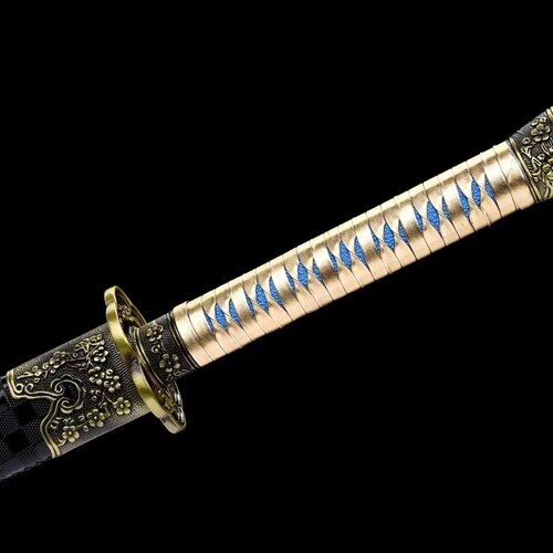 1095 high Carbon Cold Steel Heat Tempered shops Full Handmade Japanese Samurai Katana Hand Forged Japanese Real Authentic Tang knife/sword,Blue
