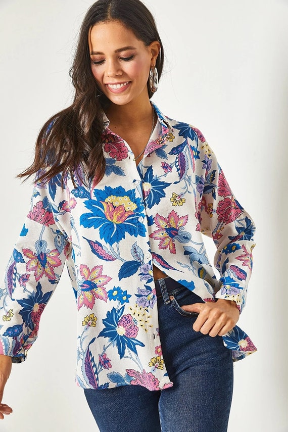 Buy FLORAL PRINT BUTTON-DOWN SHIRT for Women Online in India