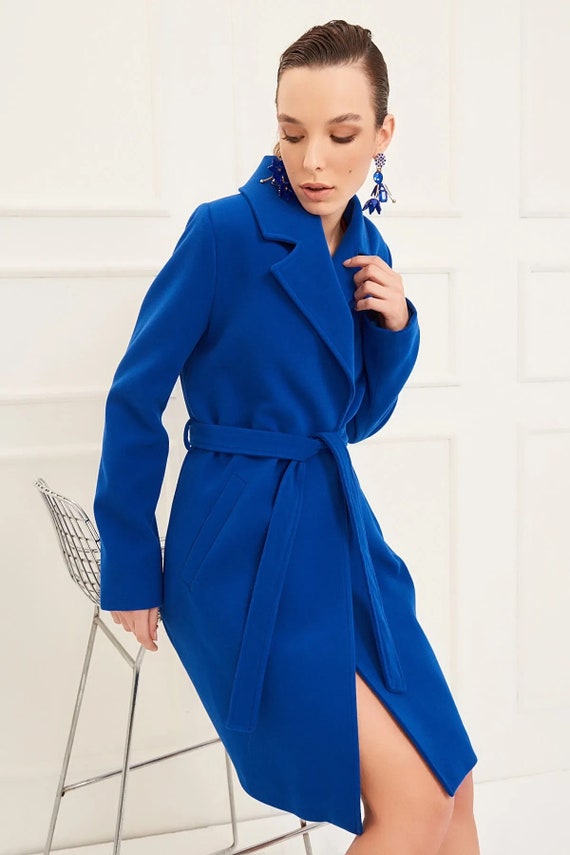 navy wool coat short