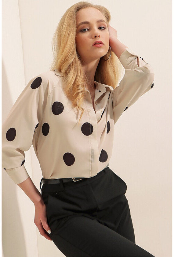 Satin polka-dot blouse - Women