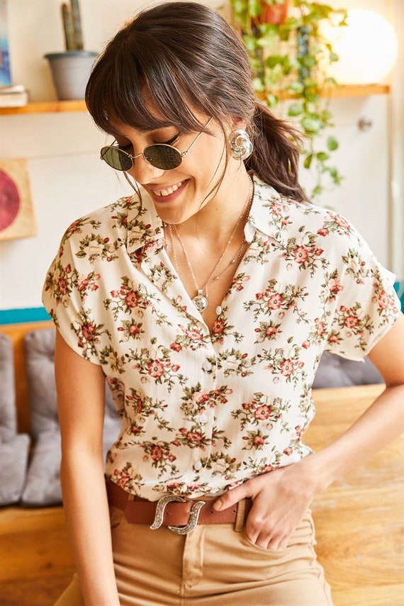 Mini Floral Print, Womens Organic Jersey Shirt