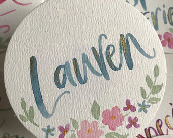 Hand Painted Personalised Floral Watercolour Gift Tags – Set of 2 with Custom Message