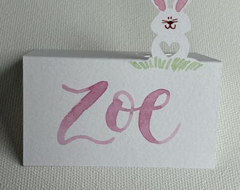 Handpainted Bunny Place Cards – Personalised Baby Shower Table Settings