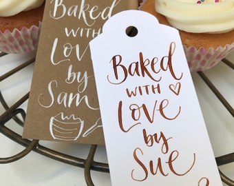 Personalised Baked With Love Gift Tags-Hand-Lettered Calligraphy -Set of 5