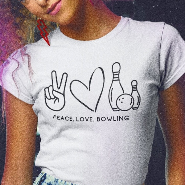 Peace Love Bowling SVG PNG PDF/ Team Tournament / Sport / Transfer Vinyl / Cricut File Silhouette / Pins / Bestseller / Shirt / Design Ball